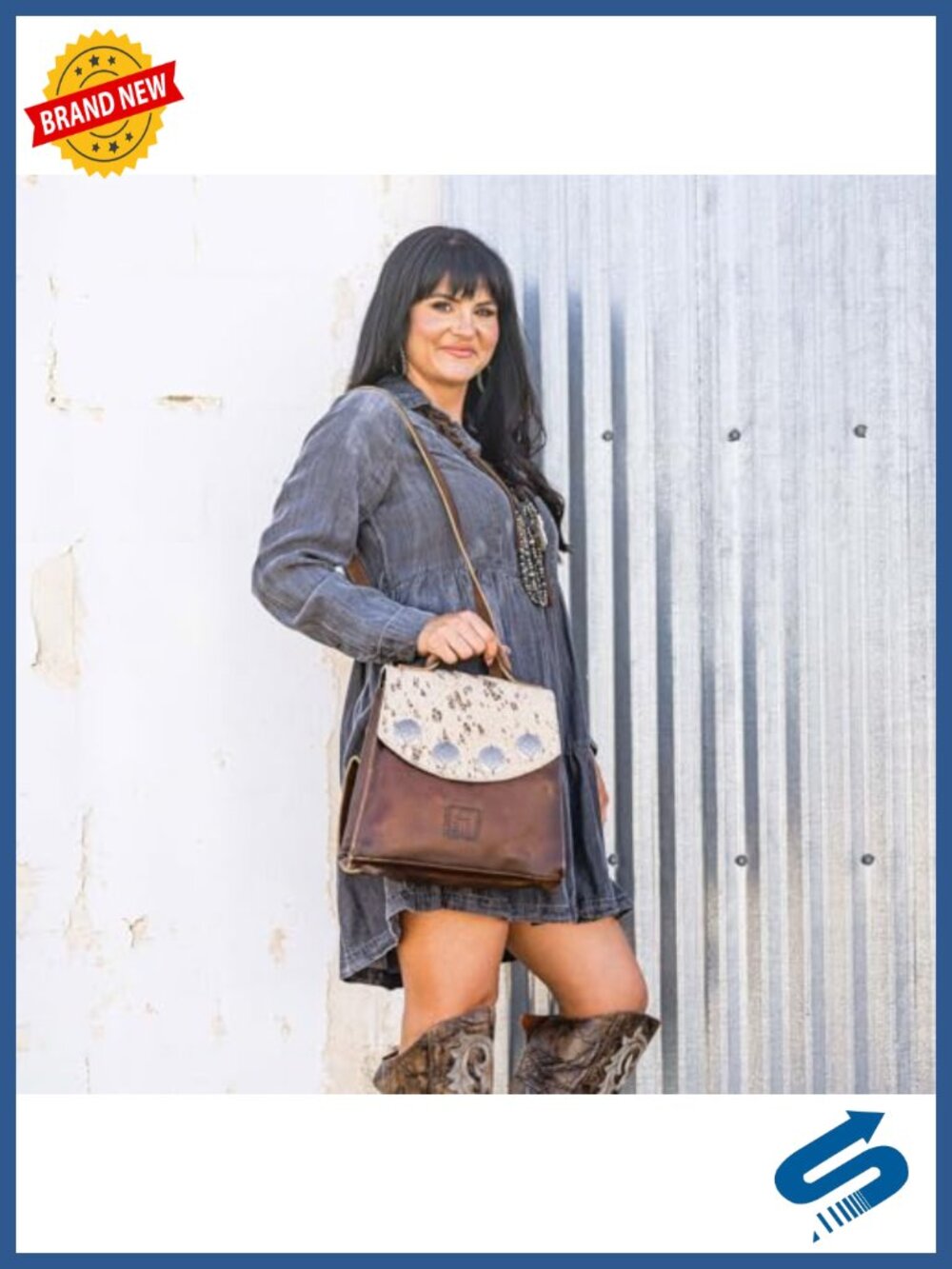 Convertible Backpack with Leather Lining, Western Style, Animal Print - Picture 4 of 5